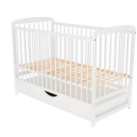 Patut din Lemn BabyNeeds Ola 120x60 cm din Lemn de Pin si Mdf Alb + Saltea 12 cm - 8