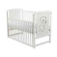 Patut din Lemn BabyNeeds Timmi 120x60 cm cu Laterala Culisanta Alb - 1