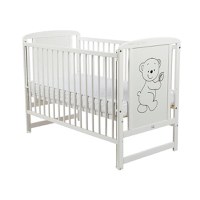 Patut din Lemn BabyNeeds Timmi 120x60 cm cu Laterala Culisanta Alb - 3