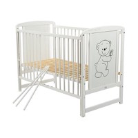 Patut din Lemn BabyNeeds Timmi 120x60 cm cu Laterala Culisanta Alb - 4