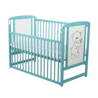 Patut din Lemn BabyNeeds Timmi 120x60 cm cu Laterala Culisanta Mint + Saltea 8 cm - 2