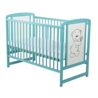 Patut din Lemn BabyNeeds Timmi 120x60 cm cu Laterala Culisanta Mint + Saltea 8 cm - 3