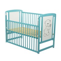 Patut din Lemn BabyNeeds Timmi 120x60 cm cu Laterala Culisanta Mint + Saltea 8 cm - 4