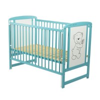 Patut din Lemn BabyNeeds Timmi 120x60 cm cu Laterala Culisanta Mint + Saltea 8 cm - 5