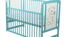 Patut din Lemn BabyNeeds Timmi 120x60 cm cu Laterala Culisanta Mint