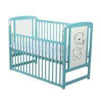 Patut din Lemn BabyNeeds Timmi 120x60 cm cu Laterala Culisanta Mint - 1