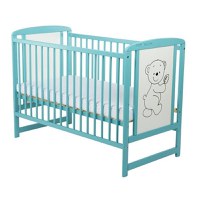 Patut din Lemn BabyNeeds Timmi 120x60 cm cu Laterala Culisanta Mint - 2