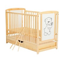 Patut din Lemn BabyNeeds Timmi 120x60 cm cu Sertar Natur + Saltea 8 cm - 4