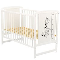 Patut din Lemn BabyNeeds Timmi Girafa 120x60 cm Alb + Saltea 12 cm - 4