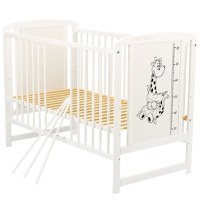 Patut din Lemn BabyNeeds Timmi Girafa 120x60 cm Alb + Saltea 12 cm - 5