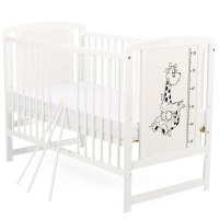 Patut din Lemn BabyNeeds Timmi Girafa 120x60 cm Alb + Saltea 12 cm - 7