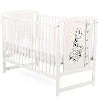 Patut din Lemn BabyNeeds Timmi Girafa 120x60 cm Alb - 1