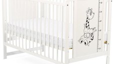 Patut din Lemn BabyNeeds Timmi Girafa 120x60 cm Alb