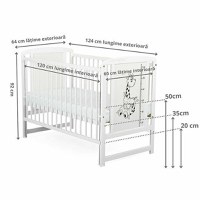 Patut din Lemn BabyNeeds Timmi Girafa 120x60 cm cu Laterala Culisanta Alb - 8