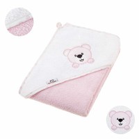 Prosop de baie, Bocioland, Cu gluga, 100% bumbac, 80x80 cm, Teddy Bear, Pink - 5