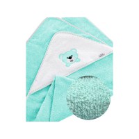 Prosop de baie, Bocioland, Cu gluga,100% bumbac, 80x80 cm, Teddy Bear, Turquoise - 2