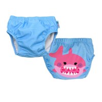 Set 2 Chilotei de Baie Impermeabili Zoocchini Pink Shark cu Protectie UPF50 Marime M 12-24 Luni - 4