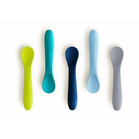 Set 5 lingurite, BBluv, Spoon, Silicon, Textura moale, Anti-bacteriene si non-alergice, Fara BPA, Blue - 1