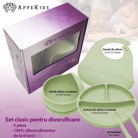 Set Diversificare, AppeKids, 100% Silicon, Classic - Raw Green - 3