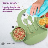 Set Diversificare, AppeKids, 100% Silicon, Kitty - Raw Green - 6