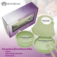 Set Diversificare, AppeKids, 100% Silicon, Kitty - Raw Green - 2