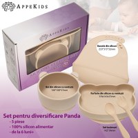 Set Diversificare, AppeKids, 100% Silicon, Panda - Bubble Beige - 2