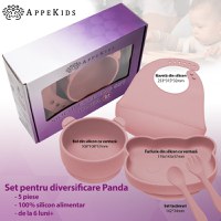 Set Diversificare, AppeKids, 100% Silicon, Panda - Old Rose - 2