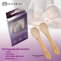 Set Lingurite din bambus, AppeKids - Bubble Beige - 2