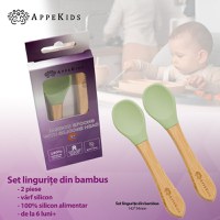 Set Lingurite din bambus, AppeKids - Raw Green - 2