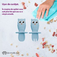 Set Tacamuri din silicon, AppeKids, OWL - Aqua Blue - 3