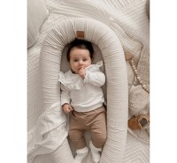 Suport de dormit Babynest 2in1 bara protectie patut Premium In Sepia Rose by BabySteps, 95x53 cm - 4