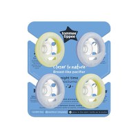 Suzeta de Noapte Tommee Tippee Closer to Nature Breast Like Pacifier 0-6 luni Roz/Galben 4 buc - 2