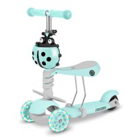 Trotineta de echilibru, cu scaun reglabil, detasabil, pentru copii, Ricokids, Buggy, cu 3 roti, lumini LED, ghidon reglabil, pana la 30 kg, Albastru Deschis - 3