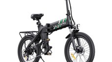 Bicicleta electrica pliabila Ulzomo Ridge 20 E-bike, 250W, 36V 15.6Ah, autonomie 60km, viteza maxima 25km/h, Black, 20''