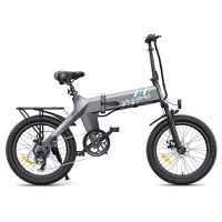 Bicicleta electrica pliabila Ulzomo Ridge 20 E-bike, 250W, 36V 15.6Ah, autonomie 60km, viteza maxima 25km/h, Gray, 20'' - 1