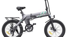 Bicicleta electrica pliabila Ulzomo Ridge 20 E-bike, 250W, 36V 15.6Ah, autonomie 60km, viteza maxima 25km/h, Gray, 20''