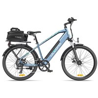 Bicicleta electrica Ulzomo Metro 26 E-bike, 250W, 36V 17Ah, autonomie 100km, viteza maxima 25km/h, Blue, 26'' - 3