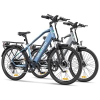 Bicicleta electrica Ulzomo Metro 26 E-bike, 250W, 36V 17Ah, autonomie 100km, viteza maxima 25km/h, Blue, 26'' - 5