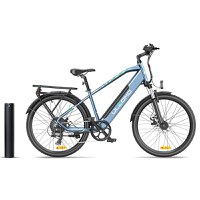 Bicicleta electrica Ulzomo Metro 26 E-bike, 250W, 36V 17Ah, autonomie 100km, viteza maxima 25km/h, Blue, 26'' - 6