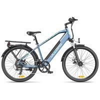 Bicicleta electrica Ulzomo Metro 26 E-bike, 250W, 36V 17Ah, autonomie 100km, viteza maxima 25km/h, Blue, 26'' - 1