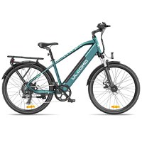 Bicicleta electrica Ulzomo Metro 26 E-bike, 250W, 36V 17Ah, autonomie 100km, viteza maxima 25km/h, Green, 26'' - 1