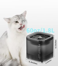 Fantana apa pentru animale de companie PETKIT Eversweet SOLO SE, 1,8 L, filtru in 3 straturi, USB, Gray - 3