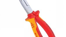 Cleste profesional izolat cu varf lung indoit si suprafata taietoare Knipex 26 26 200, 200 mm