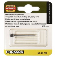 Freza din tungsten-vanadium de forma sferica globulara Micromot Proxxon 28760, O5 mm - 1