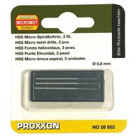 Set burghie HSS pentru metal, plastic si lemn Proxxon 28852, O0.8 mm, 3 bucati - 1