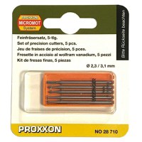 Set freze din otel-wolfram-vanadiu Proxxon 28710, O2.35-O3.1 mm, 5 piese - 1