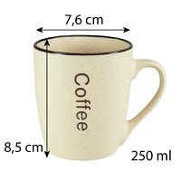 Set 6 cani decor coffee Crem, 250 ml - 1