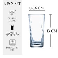 Set 6 pahare apa, 245 ml, Transparent - 1