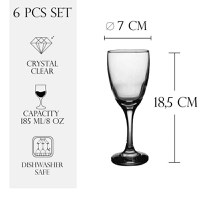 Set 6 pahare cu picior din sticla de 225 ml, Cesiro - 1