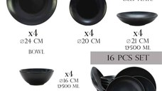 Set farfurii 16 piese, pentru 4 persoane, Anthracite, Cesiro, Gri Mat